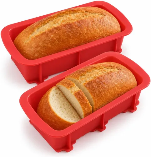Juego de dos moldes antiadherentes para hacer pan casero, jabón, dulce de azúcar, pastel de carne y más (paquete de 2 moldes para pan)