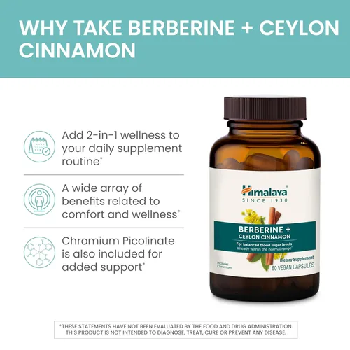 Miniatura 4 de Himalaya Berberina con canela de Ceilán, suplemento de hierbas para apoyar el metabolismo normal, inmune y la salud digestiva, vegano, sin gluten