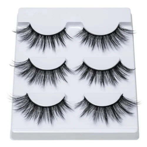 Miniatura 9 de DYSILK Wispy Mink Lashes 3 pares – Pestañas postizas esponjosas de ojo de gato, pestañas de imitación de visón, pestañas postizas naturales ligeras