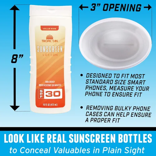 Miniatura 4 de GoPong Paquete de 2 botellas seguras para la desviación con protector solar, oculta de forma segura tus objetos de valor
