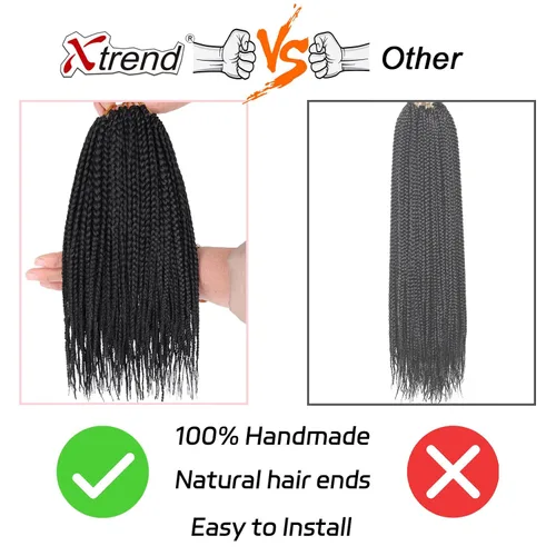 Miniatura 5 de XTREND 10 Pulgadas 6 Paquetes Trenzas de Caja de Ganchillo Cabello Pre-anudado Sin Nudos Bobo Trenzas de Caja 3X Extensiones de Cabello Trenzado 1b#