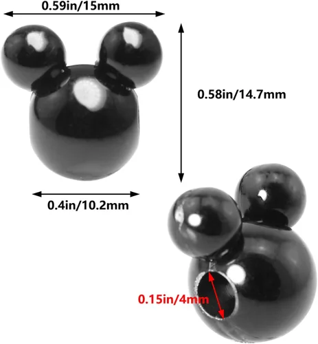Miniatura 5 de 150 piezas de 0.591 in DIY pulsera collar joyería hecho a mano artesanía fabricación Mickey Mouse cabeza cuentas acrílicas agujero grande pastel