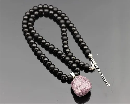 Miniatura 22 de Colgante de turmalina cruda natural, Collar de cuentas de ónix negro genuino, Collar de piedra negra, Collar de piedras preciosas, Cuentas de 0.315