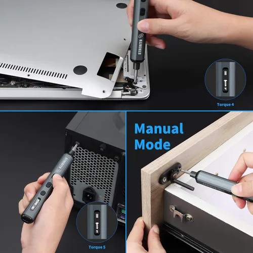 Miniatura 8 de STREBITO Juego Mini de Destornilladores Eléctricos, Kit de Destornillador Eléctrico de Máxima Precisión 70-en-1 con Luces, 5 Niveles de Par