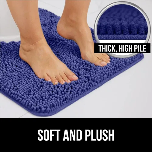 Miniatura 298 de Gorilla Grip - Tapete de baño de felpilla gruesa, suave y absorbente, secado rápido, de microfibra, con reverso de caucho, para piso de ducha, Nube