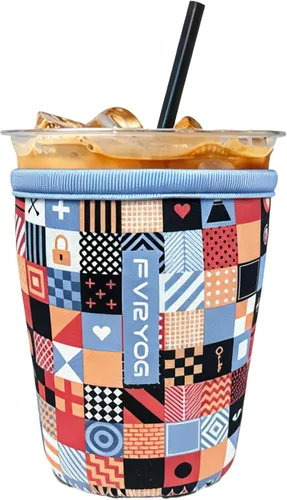 Miniatura 62 de Fundas de neopreno reutilizables aisladas para café helado, fundas para tazas de café helado, fundas para bebidas heladas y calientes