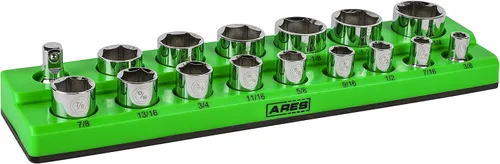 Miniatura 18 de ARES 70236 - Organizador magnético para 16 vasos SAE de 1/2 pulgada, para 15 vasos y 1 adaptador para vaso, mantiene tu caja de herramientas