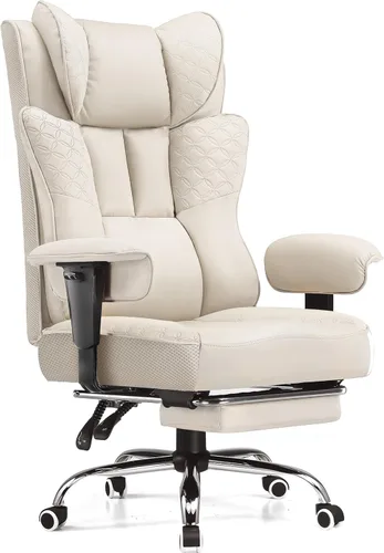 Miniatura 14 de GTPLAYER Silla de Oficina Grande y Alta 400LBS Silla Ergonómica para Juegos Ancha con Cuero con Diseño de Relieve de Lujo con Reposapiés, Reclinable