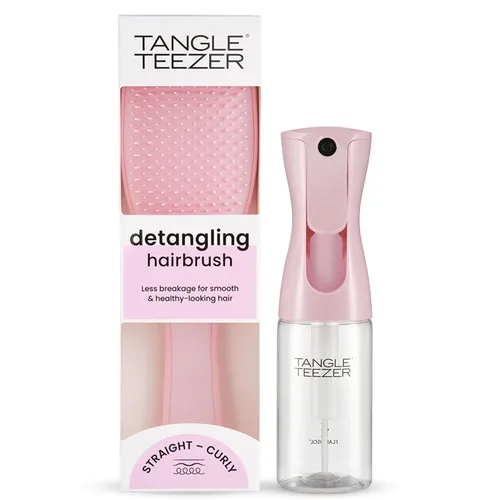 Tangle Teezer Ultimate Detangler cepillo y botella de spray continuo de niebla fina de tamaño viaje, para todo tipo de cabello, rosa milenario