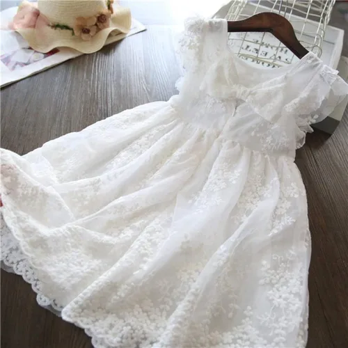Miniatura 5 de Vestido de flores para niñas, vestido de princesa de encaje para fiestas, desfiles, vestido de verano vintage, vestido de bautizo, bautizo, vestidos