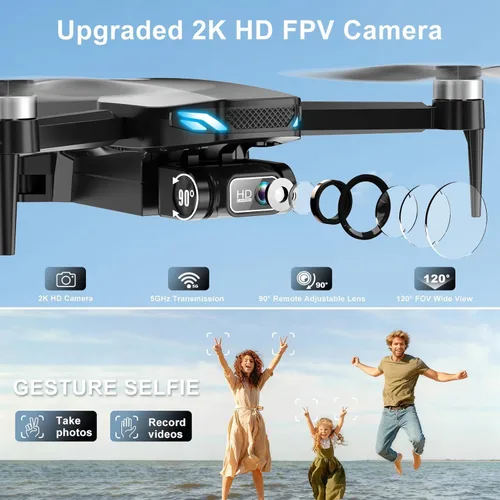 Miniatura 2 de Drone with Camera, 2K HD FPV Drones for Adults, 36 mins Battery Life with 2 Batteries, Gravity Control, One Key Take Off/Land, Waypoint Fly