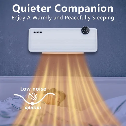 Miniatura 7 de Calentador de pared eléctrico para interiores de 1500 W para dormitorio, hogar, espacio de hasta 1000 pies cuadrados