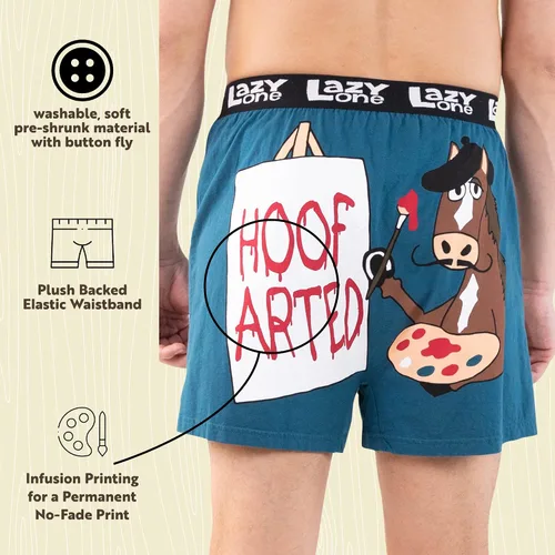 Miniatura 108 de Lazy One Divertidos boxers de animales, ropa interior humorística, novedosos pantalones cortos, regalos de broma para hombres