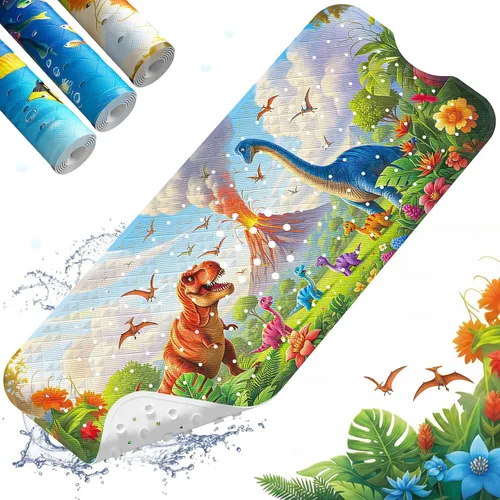 Miniatura 14 de XIYUNTE Alfombra de Baño para Bebé para Bañera Antideslizante Alfombra de Baño para Niños - 40''x16'' Extra Larga Alfombra de Bañera para Bebé