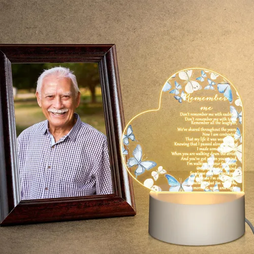 Miniatura 5 de Coume Regalo conmemorativo, luz nocturna, cristal transparente, acrílico, corazón, condolencias, regalo, luz LED, recuerdo de duelo, decoración