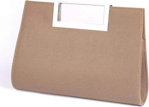 WALLYN'S Bolso de mano para mujer, piel sintética, pajilla, fiesta de noche, agarre de metal, con correa de cadena para el hombro
