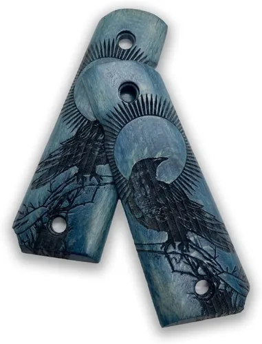 Miniatura 6 de 1911 Raven & Moon Series, 1911 Wooden Pistol Grips, Ambi Safety Cut for 1911 Full Size, 1911 Accessories, Artistic Collector Design