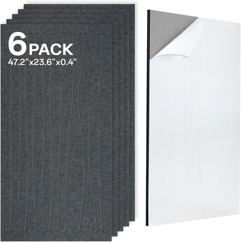 Miniatura 10 de Paquete de 6 paneles acústicos, 47.2 x 23.6 x 0.4 pulgadas, paneles de pared autoadhesivos insonorizados para oficina, estudio en casa, sala de Negro