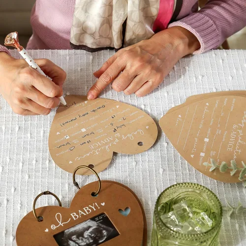 Miniatura 3 de Libro de Tarjetas de Predicción de Baby Shower en Forma de Corazón, de Kate Aspen, Tarjetas de Consejos, Mejores Deseos, Decoración para Baby