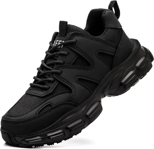 Hogent - Zapatos de puntera de acero para mujer y hombre, anchos, antideslizantes, de trabajo, tenis de punta compuesta, indestructibles, cómodos,