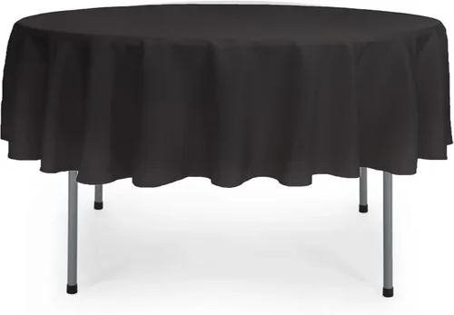 YOUR CHAIR COVERS - Mantel redondo de poliéster de alta calidad de 70 pulgadas - Mantel de lino negro para mesas redondas estándar