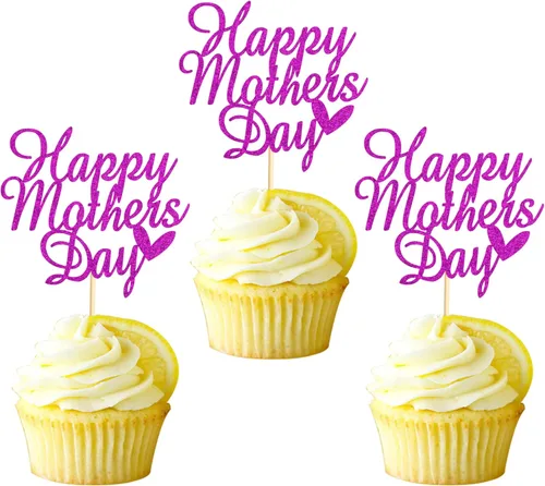 Miniatura 8 de 24 piezas de decoración para cupcakes para el Día de la Madre, con diseño de mariposa, decoración de pasteles para el día de la madre, suministros