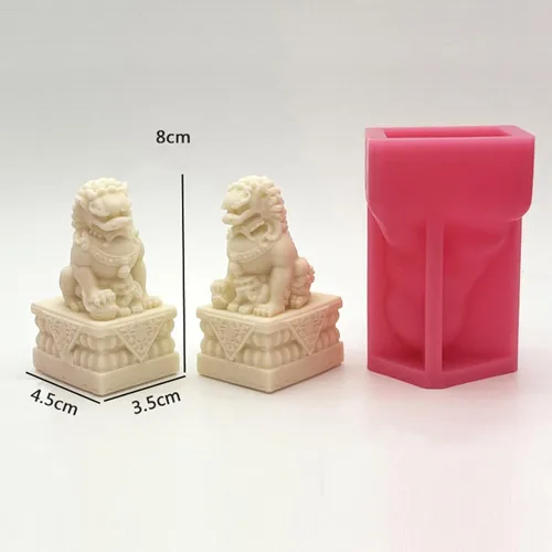 Miniatura 5 de Molde de silicona para estatua de león, moldes de hormigón, juego de 2 piezas, estilo chino, manualidades, decorativo, Fu Foo, perros, guardián