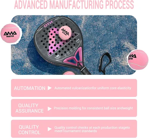 Miniatura 3 de AMA SPORT Pelotas de pádel presurizadas que cumplen con los estándares de competiciones y torneos adecuados para cualquier superficie o sitio Rosa