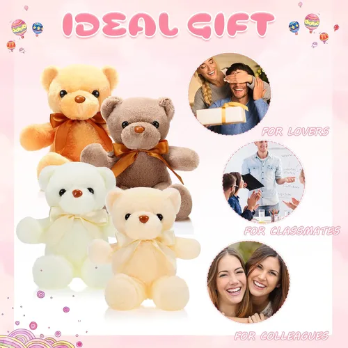Miniatura 6 de Skylety 10 osos de peluche a granel de 12 pulgadas, osos de peluche suaves de regalo con lazo de cinta para cumpleaños, baby shower, boda