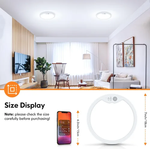 Miniatura 4 de Brightever Lámpara de Techo con Sensor de Movimiento de 7 Pulgadas Cableada, 15W 1500LM Lámpara de Techo Empotrada, Ultra Delgada 0.67 Pulgadas