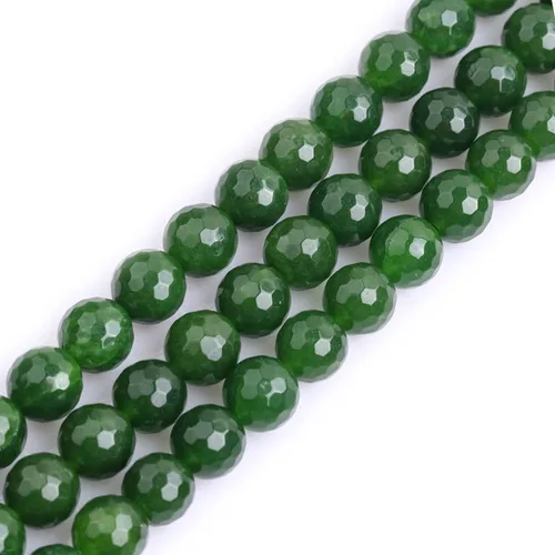 Miniatura 27 de JOE FOREMAN Cuentas redondas de piedra natural de jade amarillo facetadas de 0.47 pulgadas para fabricación de joyas, cuentas de 15 pulgadas