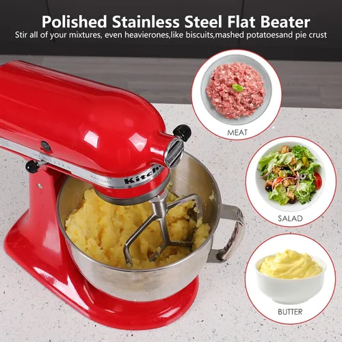 Miniatura 7 de Batidor plano de acero inoxidable de 5.5 a 6 cuartos para batidora de pie KitchenAid, accesorios de accesorio de paleta de ayuda de cocina, sin