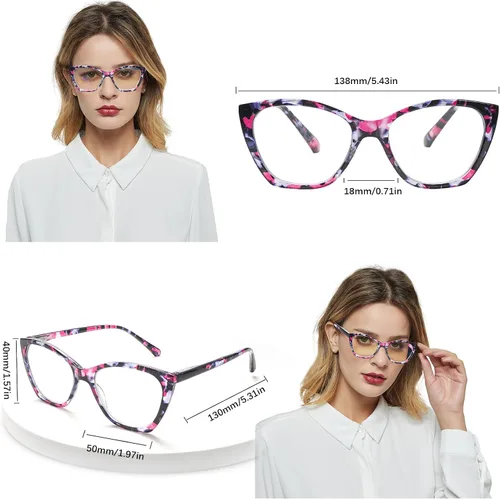 Miniatura 3 de Gafas de lectura para mujer, antideslumbrantes, con bloqueo de luz azul, lentes de moda para mujer, lentes de bisagra de resorte