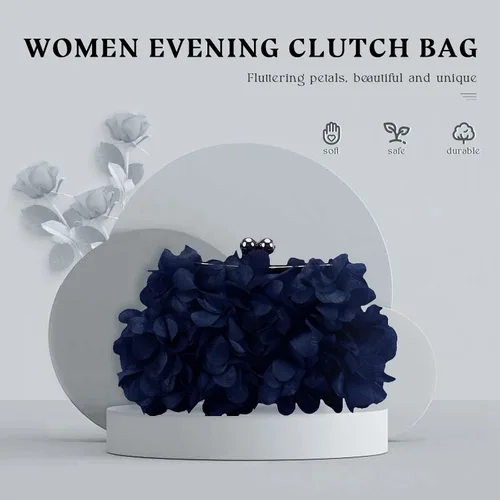 Miniatura 8 de JAMBHALA Bolsos de mano de noche con apliques florales, pequeños monederos de embrague para mujer