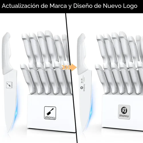 Miniatura 6 de imarku Juego de cuchillos de cocina de 14 piezas, juego de cuchillos japoneses para cocina, juego de cuchillos de acero inoxidable con bloque