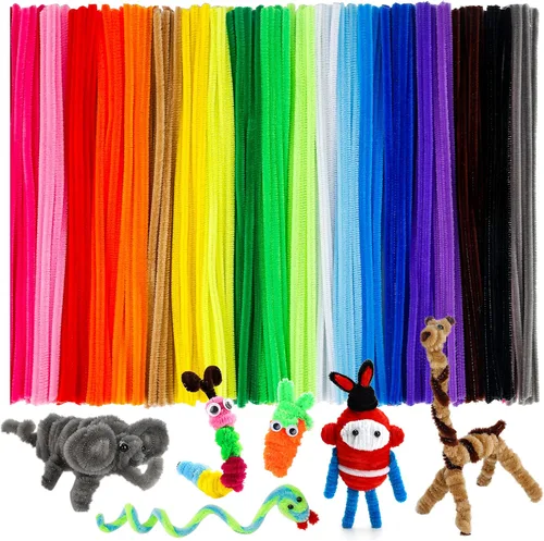 Miniatura 9 de Caydo 200 limpiapipas verde oscuro para decoración de Pascua, tallos de felpilla esponjosos a granel para niños, proyectos de manualidades, 12