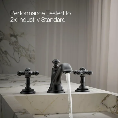 Miniatura 3 de KOHLER K-98068-3-BL Artifacts - Manijas de grifo para lavabo de baño, cruz, metal premium para mayor durabilidad, color negro mate