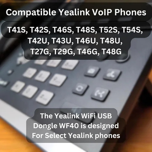 Miniatura 9 de Yealink - Adaptador WiFi WF40 Dongle USB para teléfonos VoIP modelos compatibles - T46U, T48U, T41S, T42S, T46S, T48S, T52S, T54S, T42U, T43U, T27G