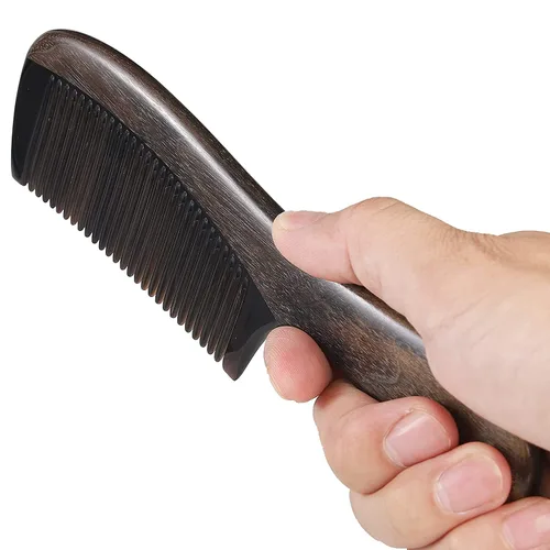 Miniatura 4 de Onedor Peine desenredante para el cabello hecho a mano, 100% natural, madera de chacate preto, antiestática, con aroma a sándalo (diente fino)