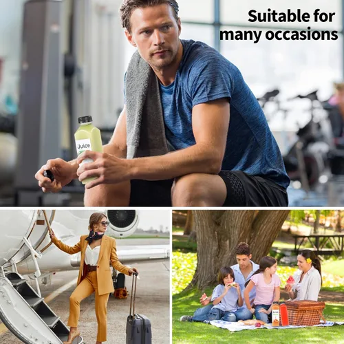 Miniatura 6 de 24 botellas de plástico de 16 onzas con tapas, botellas de jugo con tapas, recipientes reutilizables y claros para bebidas como leche, batidos, jugo