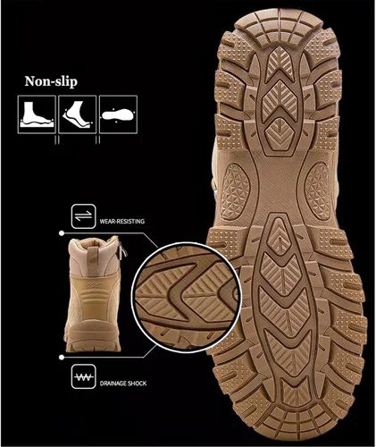 Miniatura 3 de Botas tácticas de senderismo para hombre, botas de combate ligeras, con cremallera lateral, botas militares duraderas para exteriores