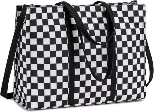 Miniatura 15 de Bolsa de mano para computadora portátil para mujer, bolsa de lona de 15.6 pulgadas, bolso de hombro para computadora, bolso de mensajero, bolso
