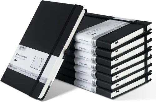 Miniatura 8 de POPRUN - Cuadernos de diario rayados A5, cuaderno de tapa dura de cuero grueso para escritura, trabajo de negocios, viajes, escuela, universidad
