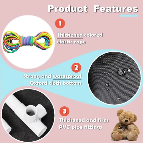 Miniatura 4 de Zoológico de almacenamiento de animales de peluche, jaula de animales de peluche de tubo de PVC de 58 pulgadas de alto, estante extra grande