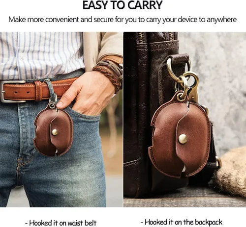 Miniatura 6 de Funda para Huawei FreeBuds Pro2, cuero genuino suave, compatible con Huawei FreeBuds Pro2 funda de carga inalámbrica, marrón