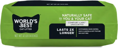 Miniatura 9 de WORLD'S BEST CAT LITTER Comfort Care sin perfume, 32 libras, ingredientes naturales, aglutinación rápida, desechable, 99% libre de polvo y fabricado