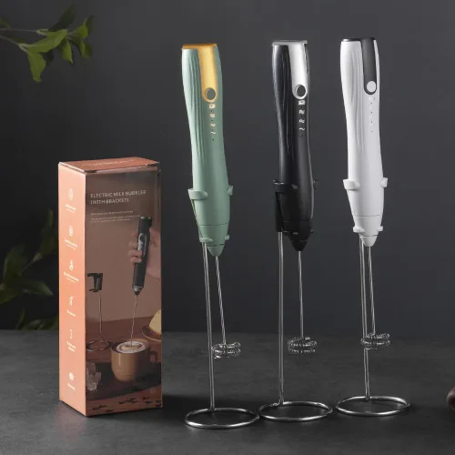 Miniatura 7 de Ruciko Espumador de leche eléctrico recargable de 3 velocidades, acero inoxidable, mini portátil. Carga rápida tipo C para lattes, café, batir