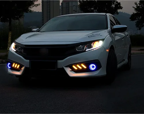 Miniatura 8 de x xotic tech Cubierta de bisel de luces antiniebla LED para parachoques delantero, compatible con Honda Civic 10ª generación 2016-2018 2/4 puertas