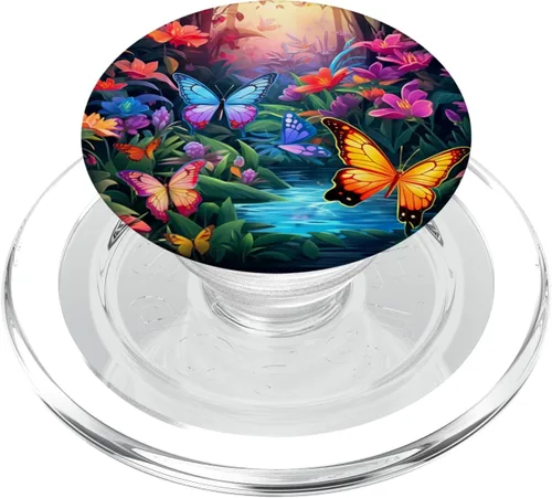 Miniatura 8 de Mariposas de colores en bosque mariposa PopSockets estándar PopGrip