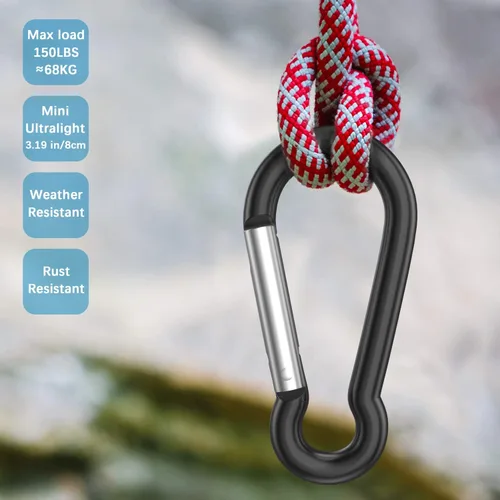 Miniatura 5 de Sprookber Mosquetón de aluminio, clips de caribeño, gancho de resorte para clip de llavero, juego de 10